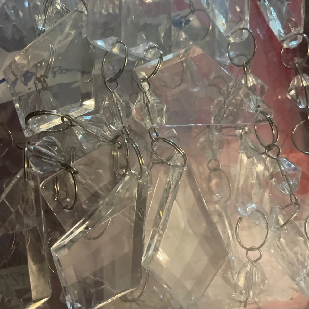 2 Sets Of Diamond Teardrop Strands Of Glacier Garland, Holiday Sparkle 75” Each